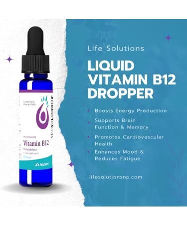 Life Solutions Liquid Vitamin B12 Methylcobalamin - Made in USA Supports Energy & Metabolism High Absorption Vitamina B12 Drops 2 Fl Oz Non-GMO Gluten-Free - Buy Online on GoSupps.com