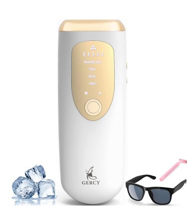 GERCY Laser Hair Removal for Women Permanent, Painless at-Home IPL Hair Removal Device Upgraded to 999,999 Flashes, 5 Level Energy Adjustable & 6 Flash Modes for Beautify Skin, Face, Body, Bikini White