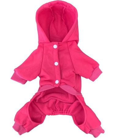 Izefia Dog Hoodie with Pocket - Warm Fleece Jumpsuit for Small to Large Dogs & Cats - Stylish Rose Red Sweater for Winter - Buy Online on GoSupps.com