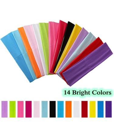 QUMENEY 14pcs Colorful Yoga Headbands - Elastic Sweatbands for Women & Girls | Sporty Fitness & Pilates Accessories - Buy Online on GoSupps.com