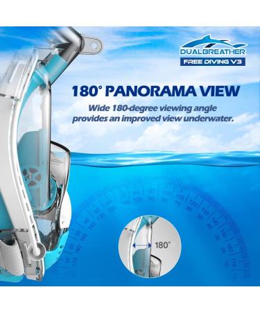 Free Diving V3  Full Face Snorkel Mask CO2 Tech & Air Fitting Tech  Equalizer & Drain Function 180Â° Panoramic View Action Camera Mount Anti-Fog Anti-Leak Dry Top Set - Buy Online on GoSupps.com