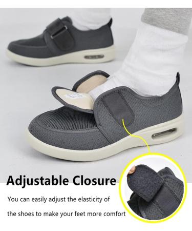 ZGDG Men's Diabetic Shoes | Wide Width Adjustable Strap for Swollen Feet & Pain Relief | Non-Slip Orthopedic Tennis Shoes for Elderly | 11.5 Wide Grey - Buy Online on GoSupps.com