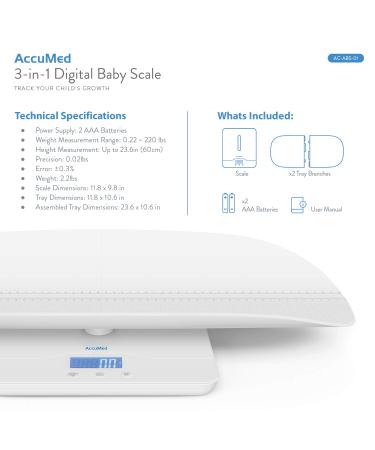 AccuMed Multi-Function Baby & Pet Scale - Digital Weight & Height Tracker with Blue Backlight - Buy Online on GoSupps.com
