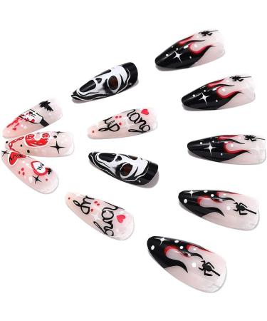 Coffin False Nails Halloween Decorations Ghost Press on Nails Grave Noctilucent Stick on Nails Ballerina Acrylic Fake Nails 24Pcs for Women and Girls (Size : B) - Buy Online on GoSupps.com