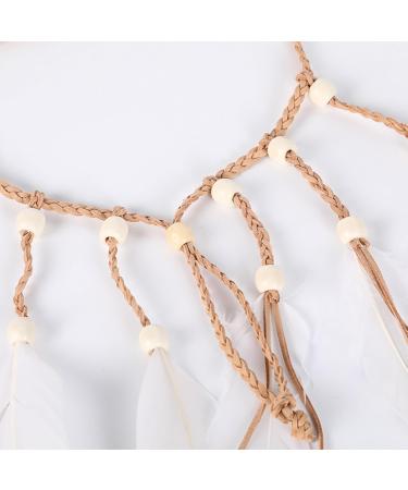 Hair Feathers - Indian Hippie Headband long Headband with Multiple White Spray Painted Feathers Boho Hair Accessories for Women Festival Accessories Party - Buy Online on GoSupps.com