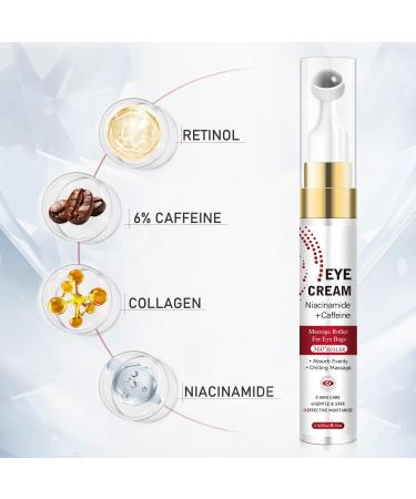 6% Caffeine Eye Cream for Anti-Aging with Retinol Niacinamide Collagen Under Eye Cream for Dark Circles Fine Lines Wrinkles Puffiness and Bags Under Eyes Eye Bags Treatment for Women & Men 0.5 oz - Buy Online on GoSupps.com