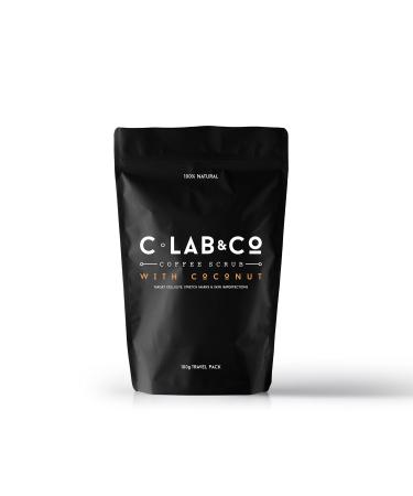 C Lab & Co Skin Firming Arabica Coffee with Coconut Scrub Travel Size Bag Made with Arabica Coffee Beans with Vitamin E and Sweet Almond Oil Suitable for Face and Body 100g