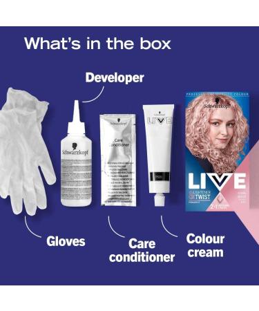 Schwarzkopf LIVE Lightener + Twist Pink Hair Dye | 2-in-1 Formula | Lightens & Colors Up To 3 Levels | Cool Rose 101 - Buy Online on GoSupps.com