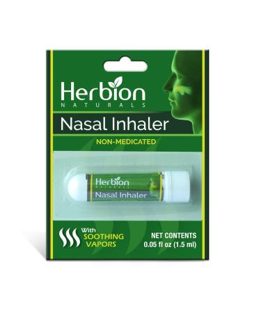 Herbion Naturals Nasal Inhaler Non-Medicated 0.05 Fl Oz (1.5ml) - Relieves Nasal Congestion & Blockage Sinusitis & Allergic Conditions - Menthol Clove Oil Eucalyptus Oil & Camphor. 0.05 Fl Oz (Pack of 1)