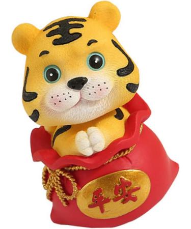 Hoement 3 pcs Year of The Tiger Bobble Head Ornament Lucky Fortune Figurine Tiger Year Figurines feng Shui Chinese Zodiac Figurines Nativity Decor Shape Toys Office Statue Lucky Bag Resin Redx3pcs 6X6X9.5CMx3pcs - Buy Online on GoSupps.com