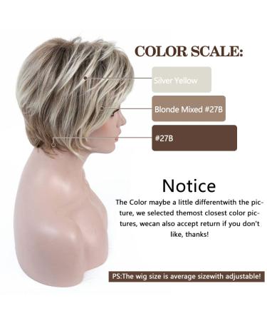 Rosa Star Ombre Brown Mixed Blonde Short Wig with Bangs | Natural Curly Synthetic Hair | Heat Resistant | Full Wig for Women - Buy Online on GoSupps.com