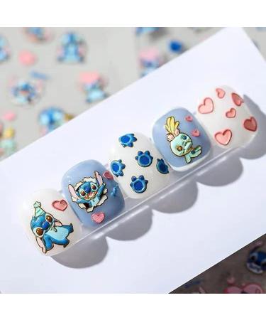 Embossed 5D Cartoon Nail Art Stickers - 3 Sheets | DIY Cute Anime Design Decoration for Girls, Women, Kids | Self-Adhesive Kawaii Manicure Gift - Buy Online on GoSupps.com