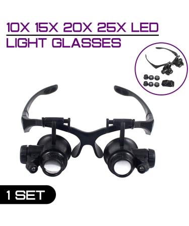 Headband Magnifier 10X 15X 20X 25X LED Light Glasses Magnifier Headband Jewelry Watchmaker Optical Lens Glass Loupe Magnifying Glass Lupa Reading/Obeservation/Repairing - Buy Online on GoSupps.com