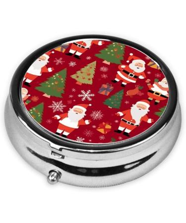 Cartoon Santa & Christmas Tree Portable Metal Pill Box | Mini 3-Compartment Travel Case for Small Pills - Buy Online on GoSupps.com