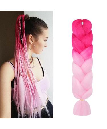 Aomig Braids Extensions - 2PC Ombre Art Hair for Braiding - 24 Strands Pink/Light Pink Lichen Extensions for Box Braids - Buy Online on GoSupps.com