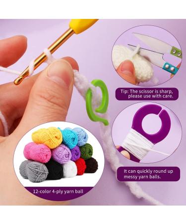 87 Pcs Crochet Kit for Beginners - Crochet Starter Set with Yarn Balls, Needles, Stitch Marker, Storage Bag - Knitting Accessories for Adults & Kids - Buy Online on GoSupps.com