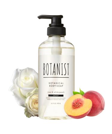 Botanist Moisturizing Body Wash/Soap Pump Botanical Shower Gel for Sensitive Dry Skin Natural & Organic Japanese Skin Care Rose & White Peach Moist 16.5 Fl Oz/ 490mL Gel-Rose&White Peach