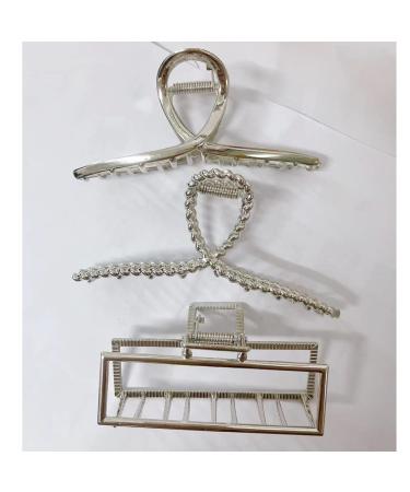 Rauimour 3pcs Metal Hair Claw Clips for Women - Geometric Cross Square Design - Fashion Hair Accessories for Thick & Thin Hair - Buy Online on GoSupps.com