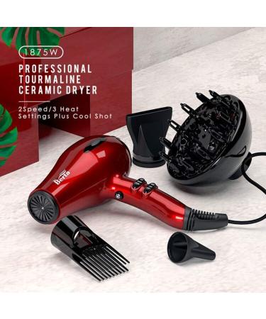 1875W Professional Hair Dryer Tourmaline Lightweight Low Noise Blow Dryer 2 Speed and 3 Heat Settings AC Motor Fast Drying Hairdryer with Diffuser & Comb & Concentrator Gift for Mom - Buy Online on GoSupps.com