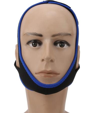 Adjustable Breathable Anti-Snoring Chin Strap - Black with Blue Edge - Buy Online on GoSupps.com