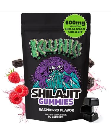 KLUNK! Shilajit Gummies for Men 600mg per Serving Organic Himalayan Shilajit Natural Vegan Supplement for Energy & Stamina Support Raspberry Flavor 60 Gummies 30-Day Supply
