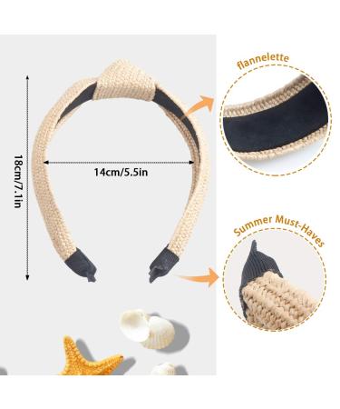 Hogoo 3Pcs Straw Headband Set - Fashion Knot Headbands for Women & Girls Beach Holiday - Wide Twist Hair Hoop Accessories - Buy Online on GoSupps.com
