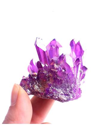 Stone 1pc New Purple Electroplated Crystal Quartz Specimen Electroplating Crystal Clusters Decoration Gift Balance Gemstone Decoration Crystal Cluster (Color : 50-60g Purple)