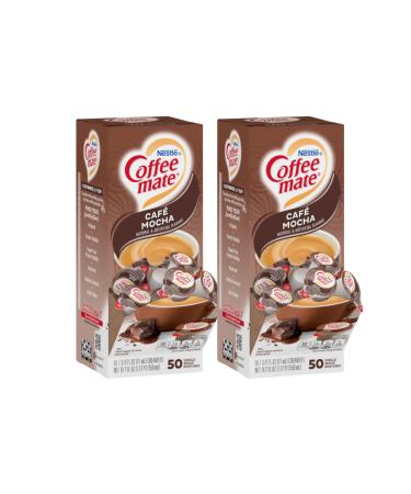 Coffee-Mate Single Serve Creamers Caf Mocha - 50CT | Coffee Creamer Liquid | Creamy Milk Chocolate Flavor | Cholesterol Free Lactose Free and Kosher Dairy | Pack of 2