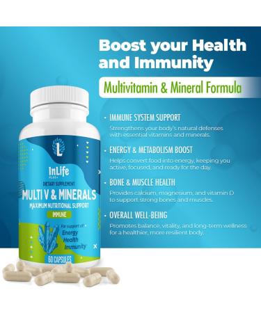 Inlife Plus + Multivitamin with 25 Vitamins & Minerals (90 Tablets) | Immune, Energy & Cognitive Support | Daily Vitamins for Woman and Men | Antioxidants, Zinc, B-Complex, Calcium, D3 (1) - Buy Online on GoSupps.com