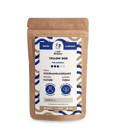 Caf Bonnac Caf En Grain Br sil Yellow BoB 500gr | 100% Arabica Doux Et Harmonieux | Notes De Noix Chocolat Au Lait Et Miel | Grand Cru Nature | Torr faction Artisanale | Machine Caf Grain 1 500 g (Lot de 1)