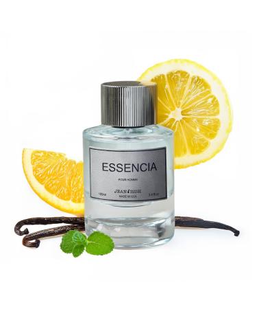 Jean Rish Essencia Pour Homme Eau De Parfume for Men (3.4 Fl Oz / 100ml) with Orange Mint & Madagascar Vanilla Notes - Long Lasting and Luxury Fragrance