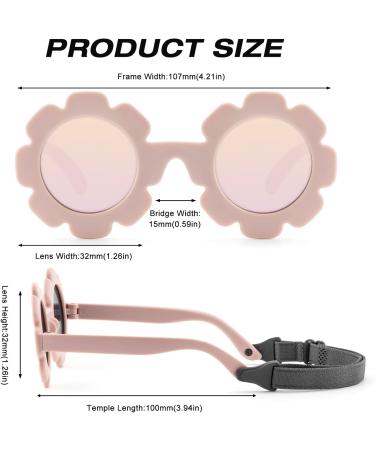 Baby Polarizrd Sunglasses with Strap Flexible Bendable Sun Flower Glasses for Newborn Infant Age 0-24 Months A6* Matte Pink/Pink Mirror Lens 32 Millimeters - Buy Online on GoSupps.com