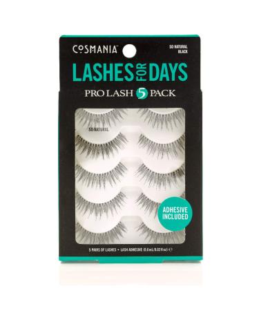 Cosmania Lashes for Days False Eyelashes (So Natural) - Fuller & Natural Looking | Easy to Apply | Cruelty Free - 5 Pack/2 Pair - Buy Online on GoSupps.com