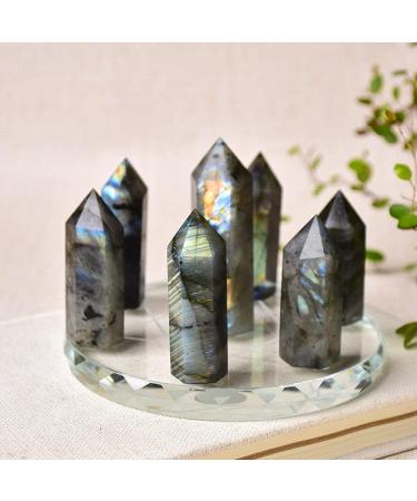 1 Set Seven-Star Plate Natural Crystal Point Healing Stone - Chakra Reiki Energy Orgone Energy Obelisk (12 cm) - Tiger Eye with Glass Base - Buy Online on GoSupps.com