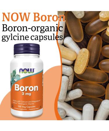 Now Foods Boron 3mg 100 Vegan Capsules | Lab-Tested | Gluten-Free, Soy-Free, Vegetarian - Buy Online on GoSupps.com