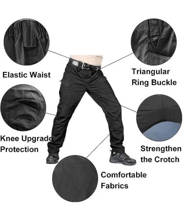 HYCOPROT Men's Tactical Ripstop Cargo Pants - Water Repellent, Quick Dry - Black, 32 Regular - Buy Online on GoSupps.com
