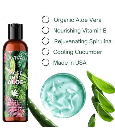 Aviva Organic Aloe Vera Gel for Face & Body | Vitamin E Cucumber & Spirulina | Soothing After-Sun Care & Sunburn Relief - Buy Online on GoSupps.com