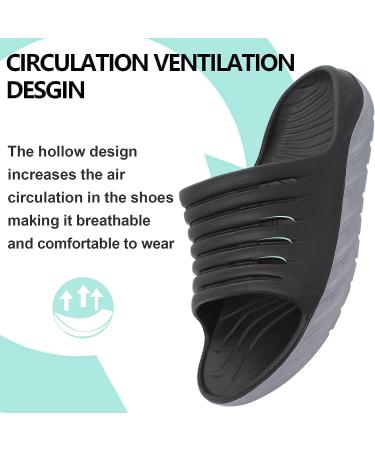 AIFLM Men's Sport Recovery Slide Sandals with Arch Support - Black-Gray - Size 12 Women/11 Men - Buy Online on GoSupps.com