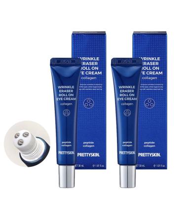 PS.PRETTYSKIN Roll On Eye Cream 30ml/1.01fl.oz. with Vitamin A and Stainless Steel ball Tip for Wrinkle Eraser and Elasticity (Collagen 2CT)