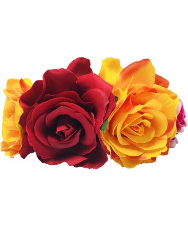 Mexican Flower Crown Headband Halloween Hairband Rose Flower Crown Headpiece Floral Hair Accessories for Cosplay Carnival Party Beach Vacaton - Buy Online on GoSupps.com