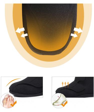 Men's Adjustable Diabetic Wide Fit Slippers | Memory Foam | Breathable | Edema & Swollen Feet Relief | Plantar Fasciitis | Size 10 | Black - Buy Online on GoSupps.com