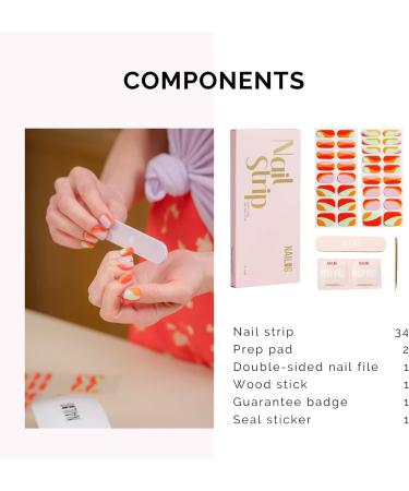 NAILOG Semi Cured Gel Nail Strips 34 pcs Salon-Quality Gel Nail Stickers Long Lasting Nail Wraps for Women with Soft Gel Finish Lollipop - Buy Online on GoSupps.com