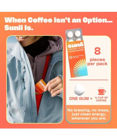 Sunii Energy Gum - 100mg Caffeine for Quick Energy Boost | Sugar-Free Gluten-Free Perfect for Workouts & Studying | 5 Calories - Buy Online on GoSupps.com