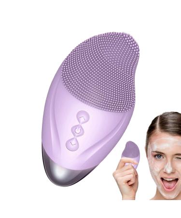 Vuggdt Facial Cleansing Brush | Soft Silicone Face Brush | Rechargeable Vibrating Waterproof Simple Skin Care Tools for Deep Cleansing Exfoliation & Firming Purple (English)