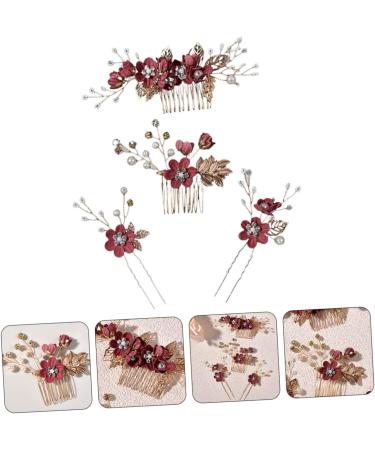 Angoily 4 Sets Hairpin Wedding Decorations for Ceremony Bridal Hair Combs Bridal Headpieces for Wedding Pee Guard for Toilet Chinese Decor Hair Clips Flower Pearl Delicate Zinc Alloy Bride - Buy Online on GoSupps.com