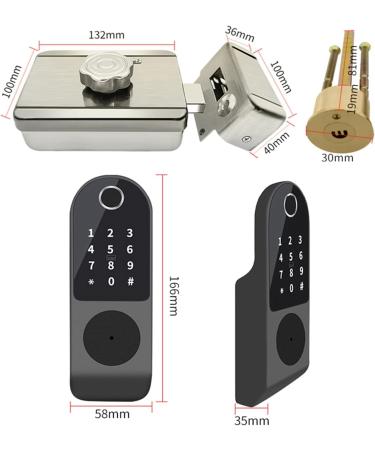 No Wiring Security Home Gate Door Keyless Entry Card WiFi Smart Door Lock Digital Dou Side Fingerprint Rim Lock (Color : (Dou) Remote) () - Buy Online on GoSupps.com