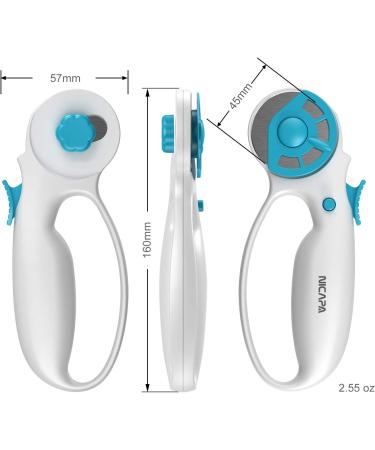NICAPA 45mm Rotary Cutter for Fabric with Safety Lock and 5 Extra Blades - Crafting, Sewing, Quilting - Ergonomic Design - White - Buy Online on GoSupps.com