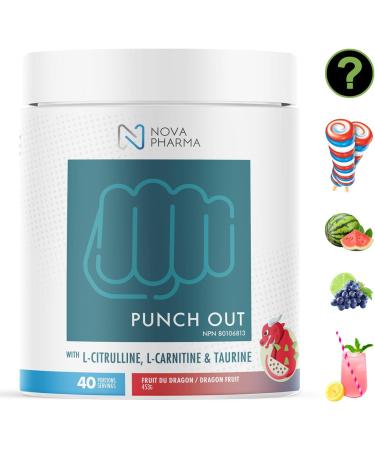 Nova Pharma Punch Out Pre Workout Powder L-Carnitine and Antioxidant-Rich Pre Workout Supplement Boost Stamina and Endurance for Gym Training and Workouts - 40 Servings (Dragon Fruit) - Buy Online on GoSupps.com