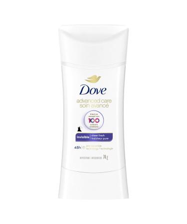 Dove Advanced Care Invisible Antiperspirant Stick Deodorant for Women Sheer Fresh Formulated to leave no White Marks on 100 colors 74 g