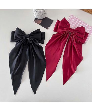 dinghaole 4 Bow Hair Clips Women Hair Bow Alligator Clip Hair Clip Satin Hair Bow (Red Pink Beige Black) - Buy Online on GoSupps.com